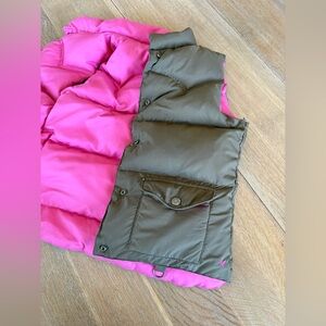American Eagle  Reversible Pink/Brown Puffer Vest